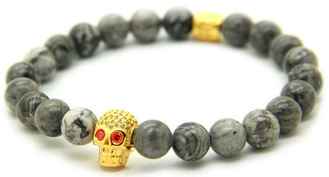 Gray Skull Red Eyes Bracelet