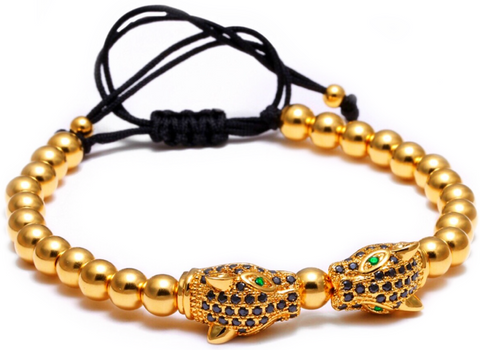 24kt Double Leopard Head Bracelet