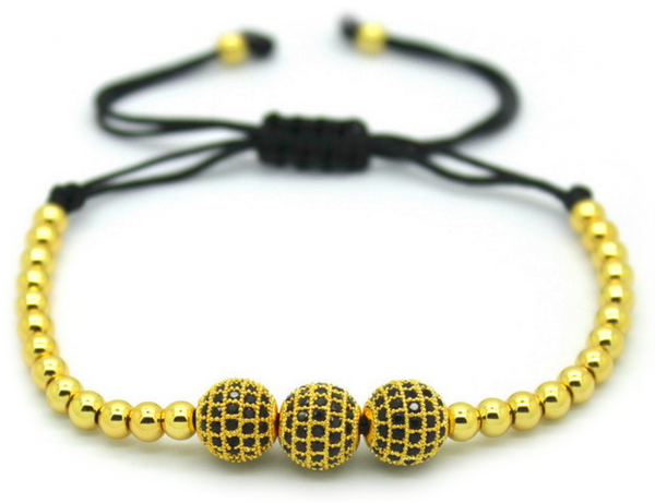 18kt Zircon Disco Balls Macrame Bracelet