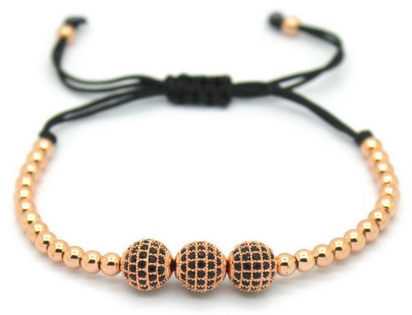 18kt Zircon Disco Balls Macrame Bracelet