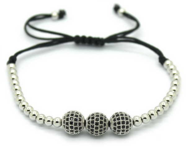 18kt Zircon Disco Balls Macrame Bracelet