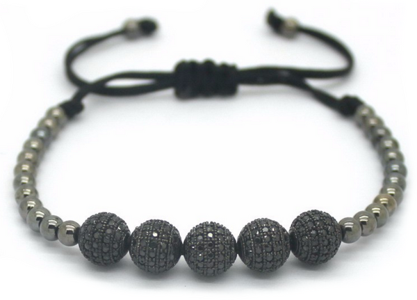 18kt Zircon Disco Balls Macrame Bracelet