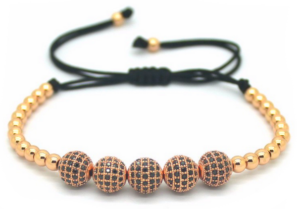 18kt Zircon Disco Balls Macrame Bracelet