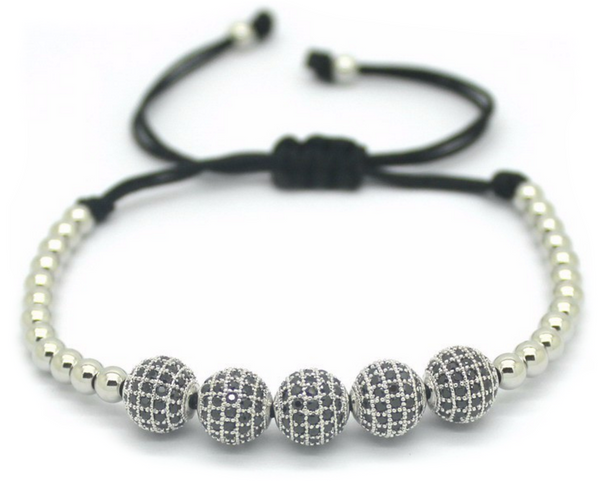 18kt Zircon Disco Balls Macrame Bracelet