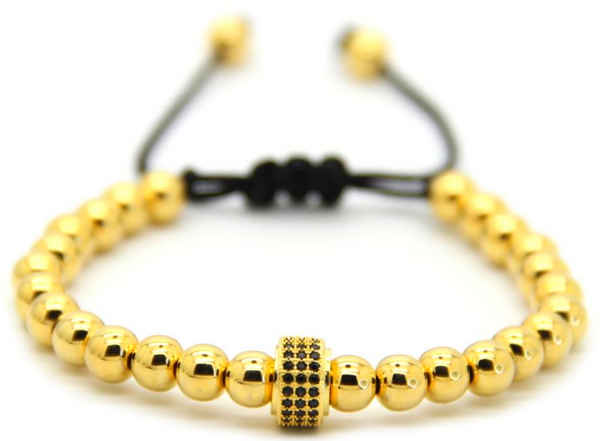 24kt Zircon Roundel Macrame Bracelet