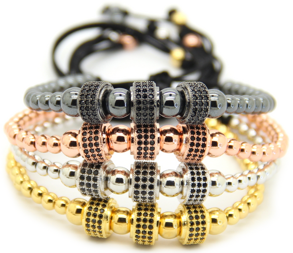 24kt Zircon Roundels Macrame Bracelet