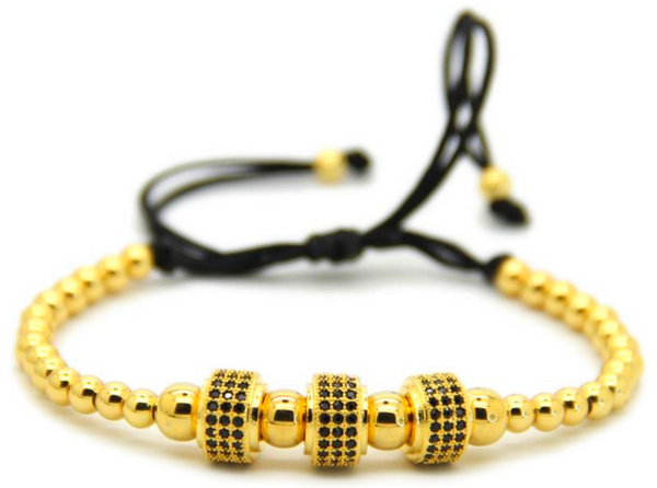 24kt Zircon Roundels Macrame Bracelet