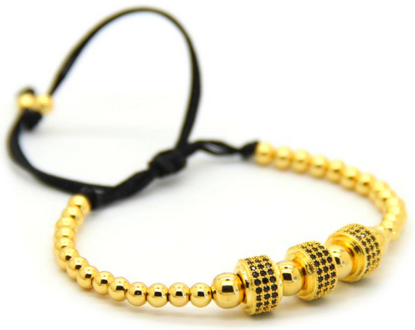 24kt Zircon Roundels Macrame Bracelet