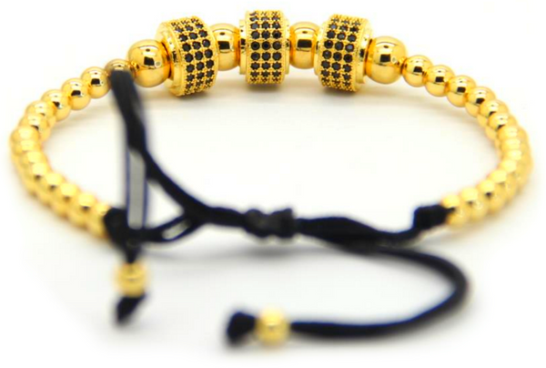 24kt Zircon Roundels Macrame Bracelet