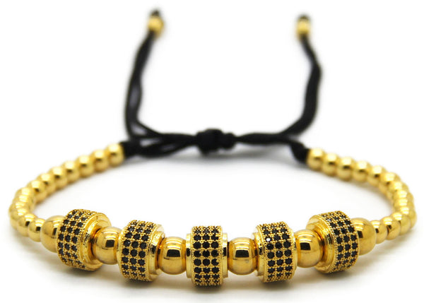 24kt Zircon Roundels Macrame Bracelet