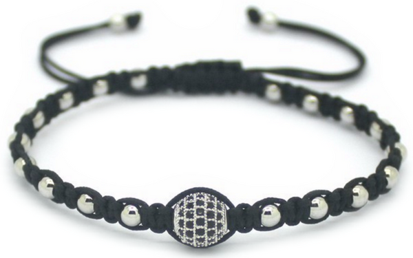 18kt Disco Ball Braided Macrame Bracelet