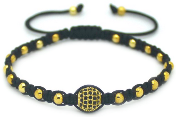 18kt Disco Ball Braided Macrame Bracelet