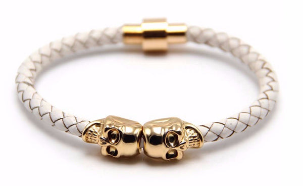 White Leather Skull Bracelet