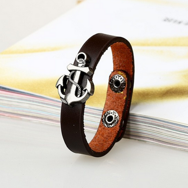 Leather Anchor Bracelet