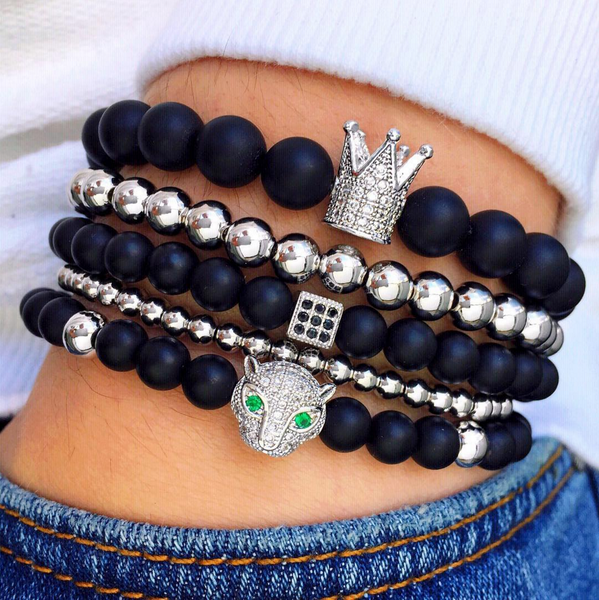 18kt Squared Black Agate Bracelet