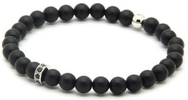 18kt Black Matte Agate Macrame Bracelet