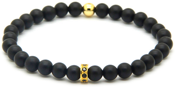 18kt Black Matte Agate Macrame Bracelet