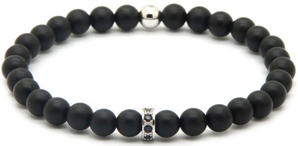 18kt Black Matte Agate Macrame Bracelet