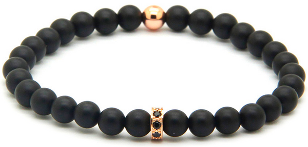 18kt Black Matte Agate Macrame Bracelet