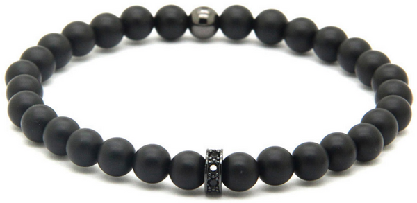 18kt Black Matte Agate Macrame Bracelet