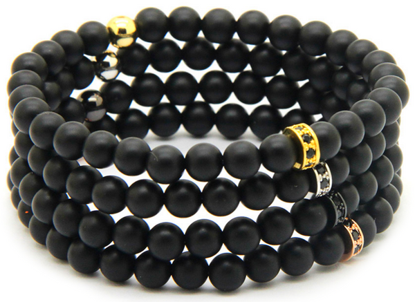 18kt Black Matte Agate Macrame Bracelet