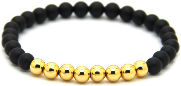 18kt Beaded Black Agate Bracelet