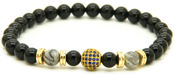 18kt Disco Ball Black Agate Bracelet