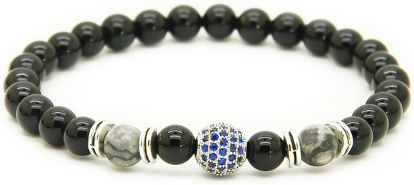 18kt Disco Ball Black Agate Bracelet