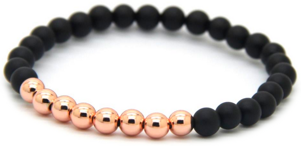 18kt Beaded Black Agate Bracelet