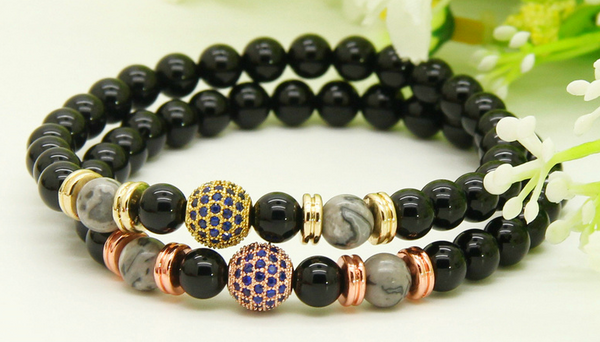 18kt Disco Ball Black Agate Bracelet