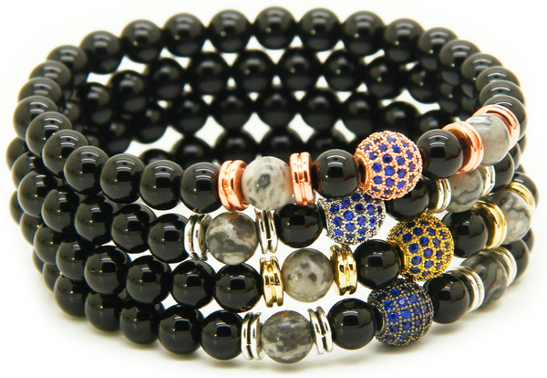 18kt Disco Ball Black Agate Bracelet