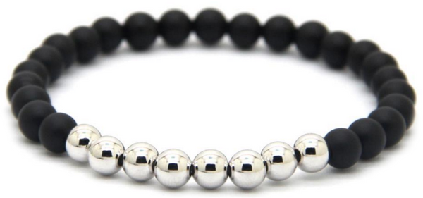 18kt Beaded Black Agate Bracelet