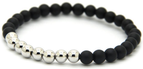 18kt Beaded Black Agate Bracelet