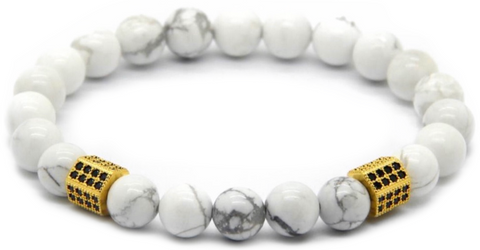 18kt White Howlite Cylinder Macrame Bracelet