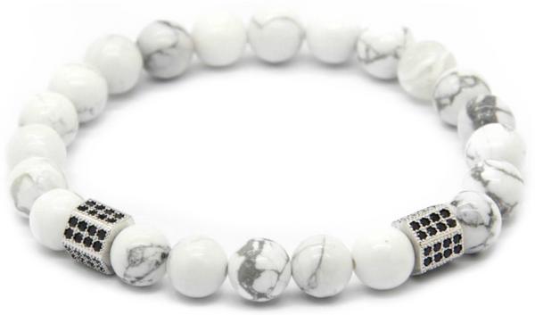 18kt White Howlite Cylinder Macrame Bracelet