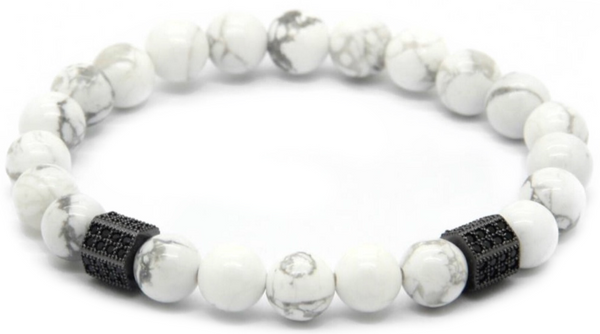 18kt White Howlite Cylinder Macrame Bracelet