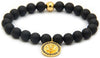 18kt Lion Pendant Black Agate Bracelet