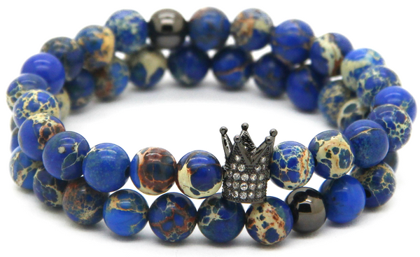 2 Pack: Crown & Stone Bracelets