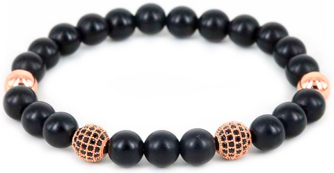 18kt Double Disco Ball Black Agate Bracelet