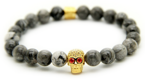 Gray Skull Red Eyes Bracelet