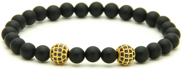 18kt Double Disco Ball Macrame Bracelet