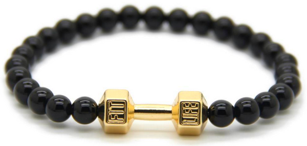 Black Agate Dumbbell Bracelet