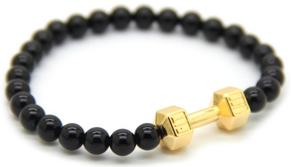 Black Agate Dumbbell Bracelet