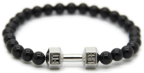 Black Agate Dumbbell Bracelet