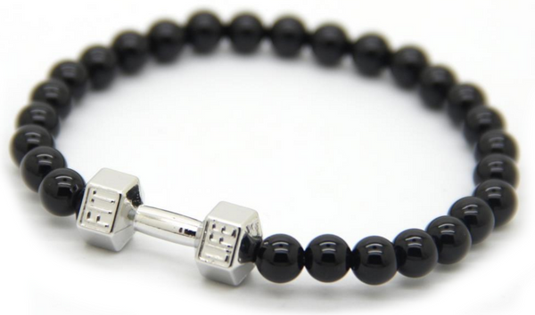 Black Agate Dumbbell Bracelet