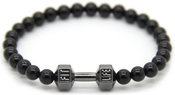 Black Agate Dumbbell Bracelet