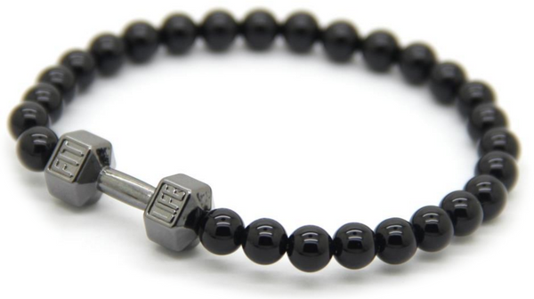 Black Agate Dumbbell Bracelet