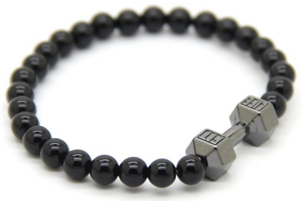 Black Agate Dumbbell Bracelet