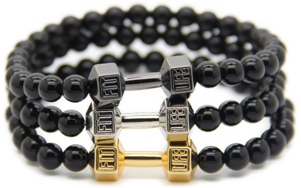 Black Agate Dumbbell Bracelet