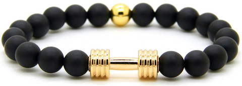 Dumbbell Black Matte Agate Bracelet